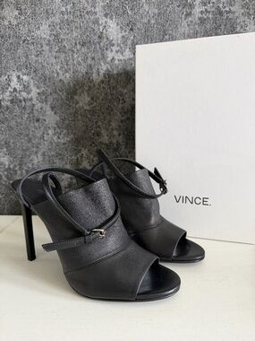 Vince, Black “Grace” Leather Stilettos